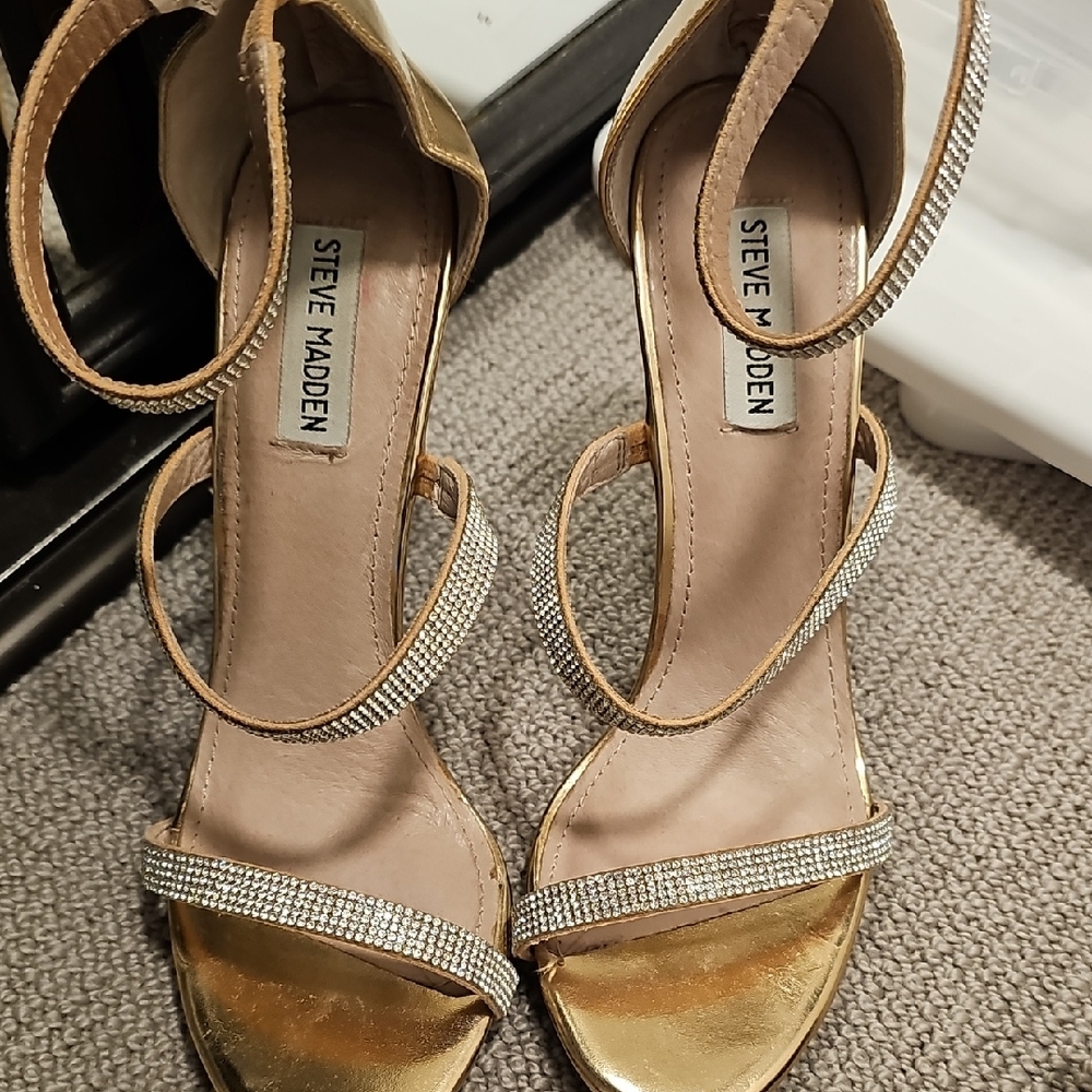 Steve Madden Gold and Silver Strappy Heels